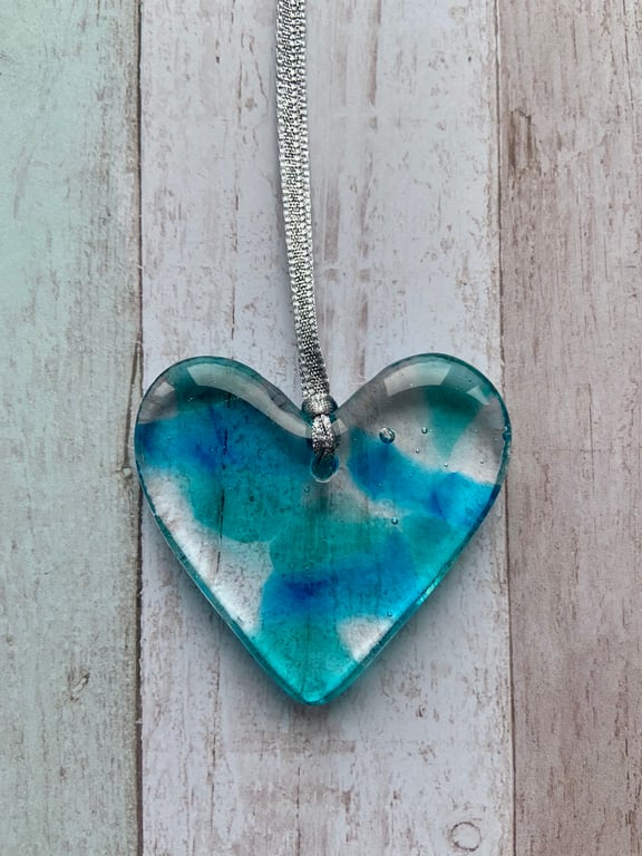 Beautiful Hanging Cast Glass Heart