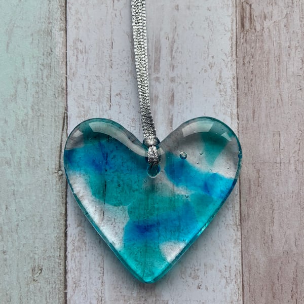 Beautiful Hanging Cast Glass Heart