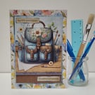 Granddaughter Birthday Card - Denim Craft Rucksack