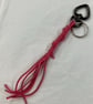 Pink Suede Keyring Bag Charm w Gunmetal coloured Heart-shaped Carabiner clasp - Image 5