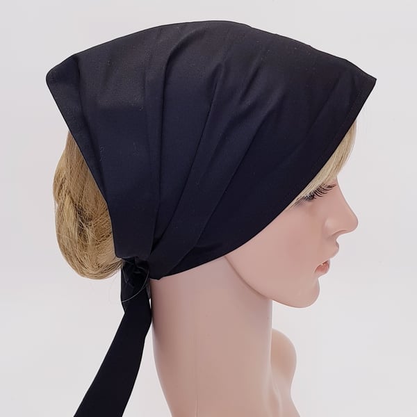 Black head wear for women wide cotton hair covering self tie head scarf bandanna