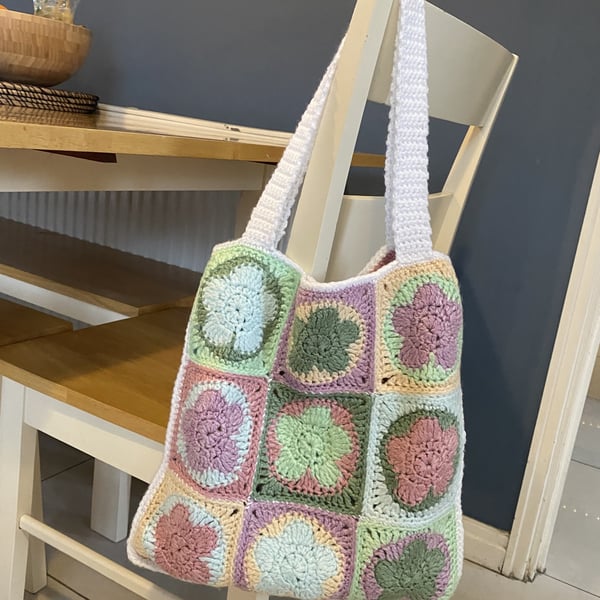 Flower Tote Bag, Funky Bag, Unique Bag, Cool Accessories, Crochet Bag 
