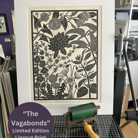 Lino Print - The Vagabonds - Weeds Print - Limited Edition