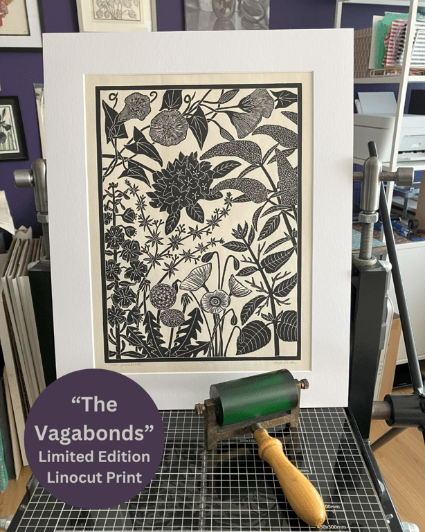 Lino Print - The Vagabonds - Weeds Print - Limited Edition