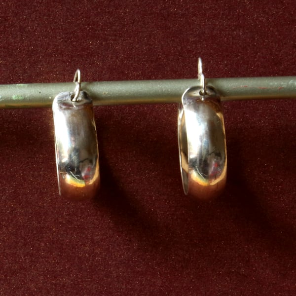 Sale - Curved Hoop Statement Silver Earrings