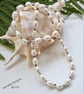 Designer Large Ivory Rice Freshwater Pearl Sterling Silver Necklace - Image 5