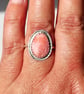 Pink Opal Ring Adjustable Sterling Silver .925 Handmade Jewellery Gift Rose Cut - Image 1