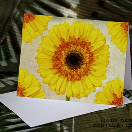 Exclusive Handmade Vintage Look Sunflower Greetings Cards on Archive Photo Paper