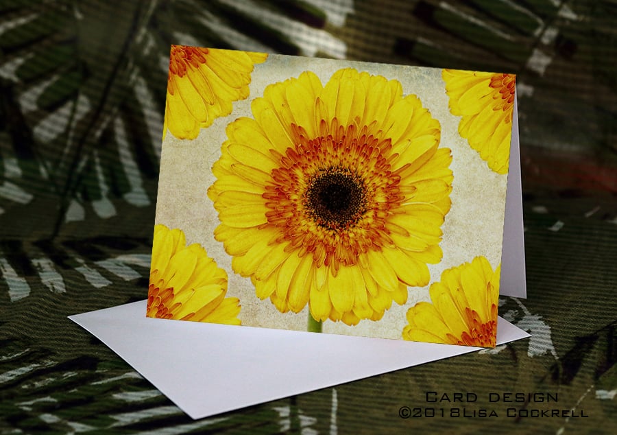 Exclusive Handmade Vintage Look Sunflower Greetings Cards on Archive Photo Paper