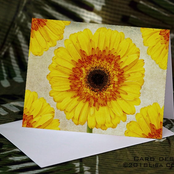 Exclusive Handmade Vintage Look Sunflower Greetings Cards on Archive Photo Paper
