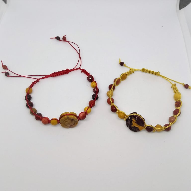 Australian Mookite Gemstone Macrame Adjustable Cord Bracelet 6-8inch or 15-20cm)