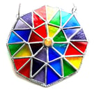 Rainbow Patchwork Octagon Suncatcher Stained Glass Handmade 011