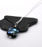 lampwork glass pendant necklace, black and silver wrapped - Image 3