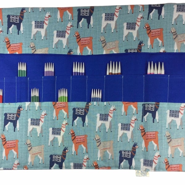 Double pointed case with llamas, DPN Case, knitting needle case, crochet case, n