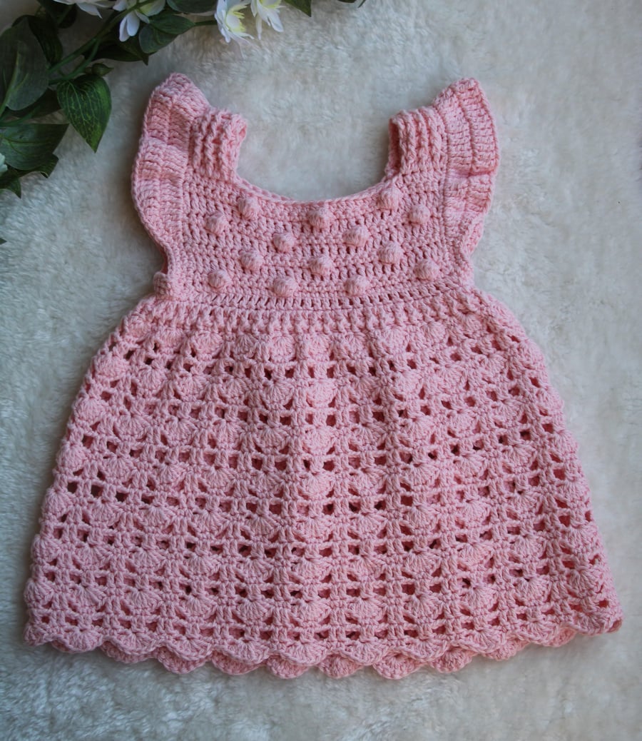 Baby Girl Pink Cotton Dress - Sizes 0-6 and 6-12 Months - Summer Dress for Baby