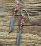 BOHo feather bead dangle earrings 
