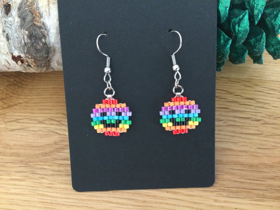 Rainbow Pride Smiley Face Earrings