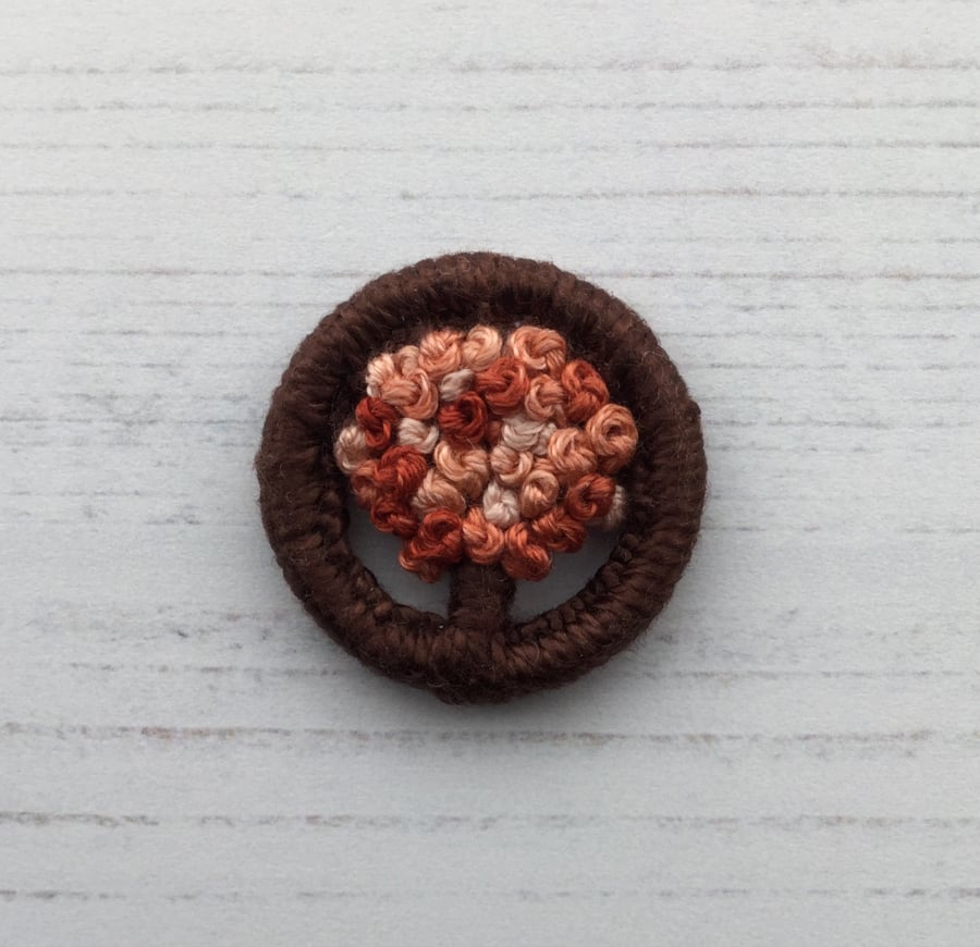 Dorset Button Autumn Tree Brooch