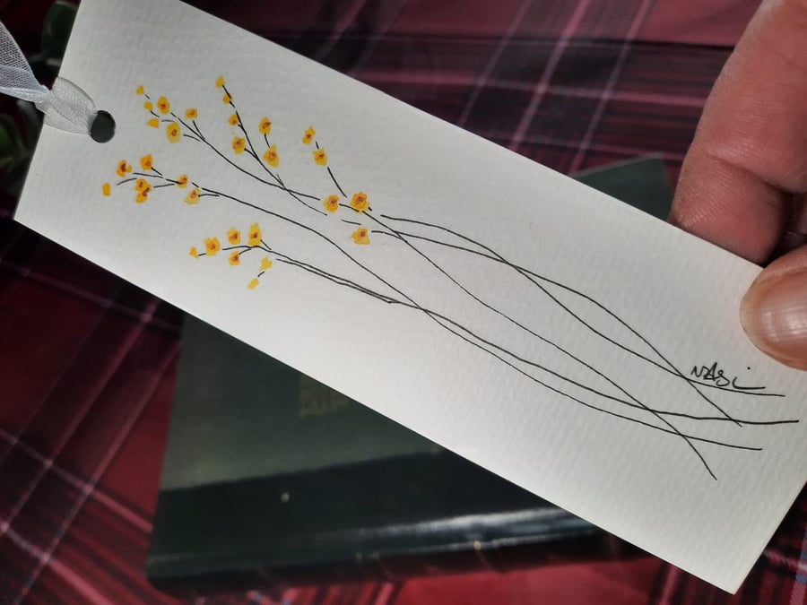 Original floral watercolour bookmark 