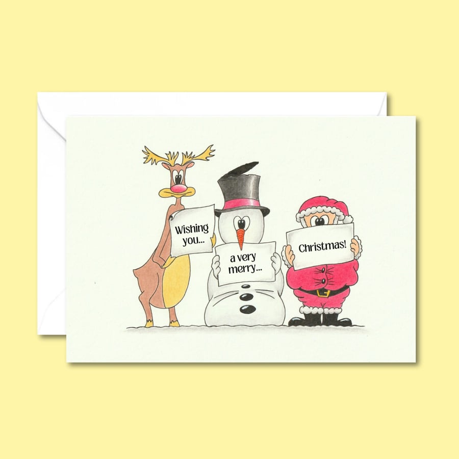 Merry Christmas Card: Festive Characters for Seasons Greetings - Humour Xmas Art