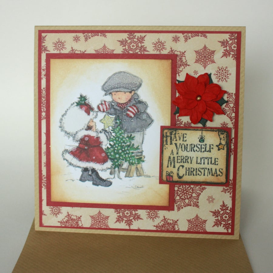Handmade cute couple Christmas card