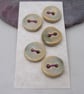 5 Small Round Old Gold Ceramic Buttons - Image 1