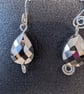 Grey Silver Glass Facted  Tearsdrop   Sterling Silver  Earrings - Image 3