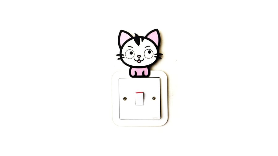 Cute Kitten Light Switch Surround Kids Bedroom Decor - FREE UK SHIPPING