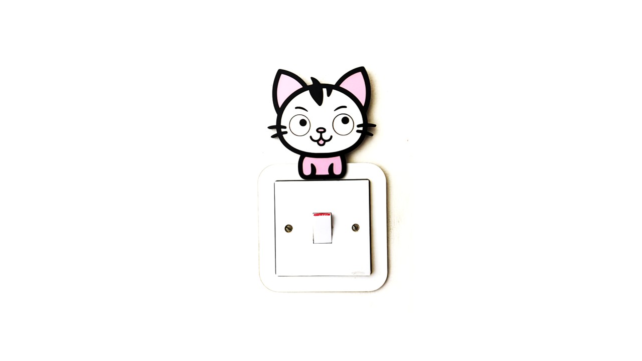 Cute Kitten Light Switch Surround Kids Bedroom Decor Nursery Wall Plate Cover