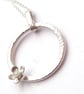 Opal pendant sterling silver rotating circle with flower - Image 1