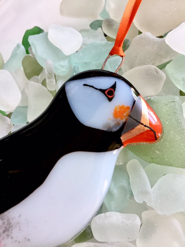 Fused Glass Puffin