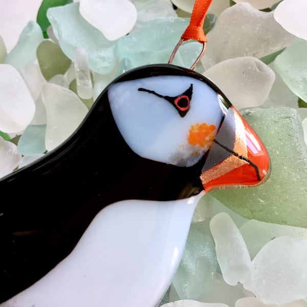 Fused Glass Puffin