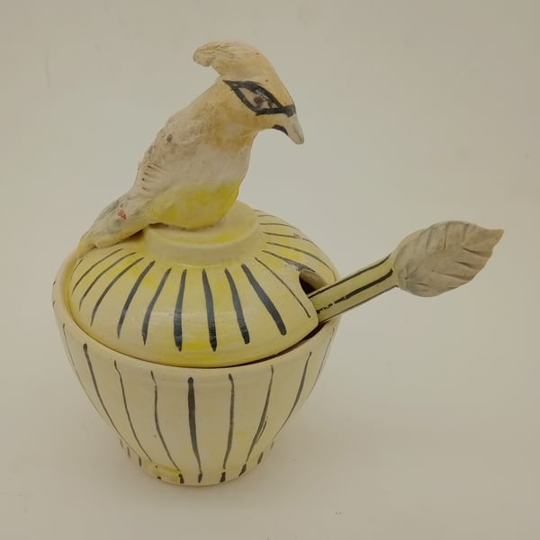 Waxwing bird salt pot