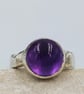 Chunky Amethyst Cabochon Sterling Silver Ring - Image 8