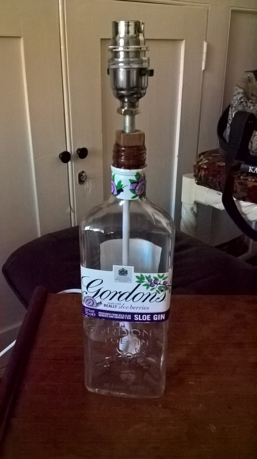 Gordons Sloe Gin Bottle Table Lamp (Shade NOT Included)