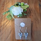 Antique Finish Silver Toned Hammered Heart Drop Earrings - 925 Silver Ear Wires