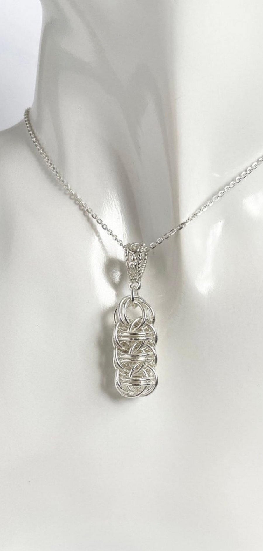 Sterling Silver Chainmaille Pendant with an 18 or 20 Inch Chain