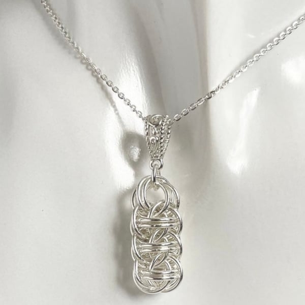 Sterling Silver Chainmaille Pendant with an 18 or 20 Inch Chain