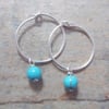 Sterling Silver Hoop Earrings with Turquoise