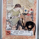 Vintage-style Greeting Card  - 'She spends hours in the sewing room'