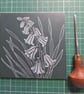 An original handprinted linoprint of bluebells. - Image 4