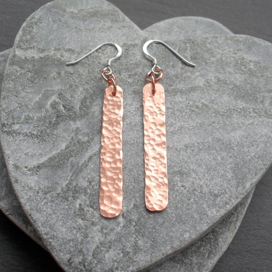 Sterling Silver and Copper Bar Earrings