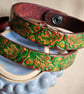 Handmade Leather Bracelet with Oak Leaf Pattern, Available with Snap or Buckle C