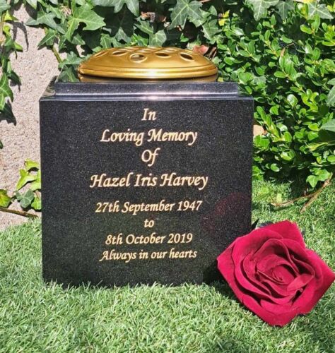  Personalised Granite Memorial Vase Plaque Grave rose bowl Cemetery Vase 