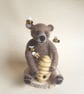 Needle felted bear, Bear with beehive, Bumble bees, OOAK ornament, Handmade - Image 1