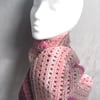 Long Lacy Eyelet Scarf Pinks with Angora