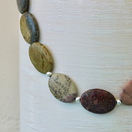 Picture Jasper and Sterling Silver Gemstone Necklace
