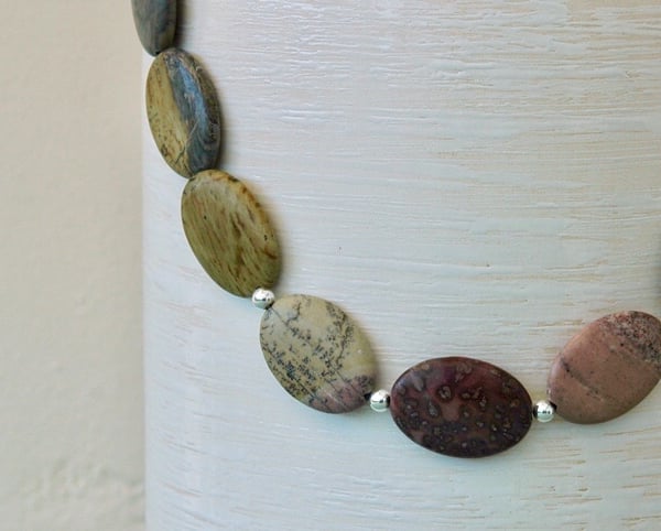 Picture Jasper and Sterling Silver Gemstone Necklace