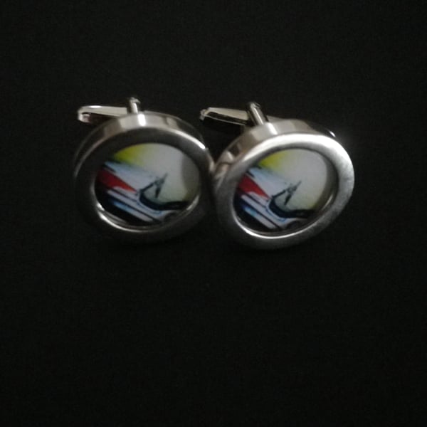 Dodgem Car cufflinks, free shipping, gift wrapped, dynamic image, Ref 1234