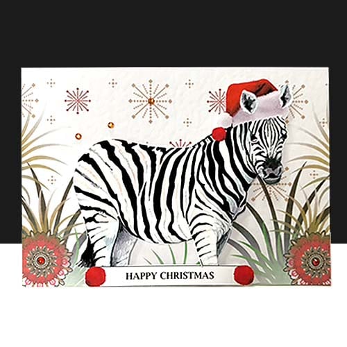 A Fun Zebra Christmas Handmade Card 